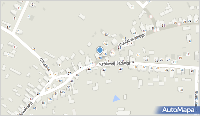 Myszków, Poniatowskiego, 58, mapa Myszków