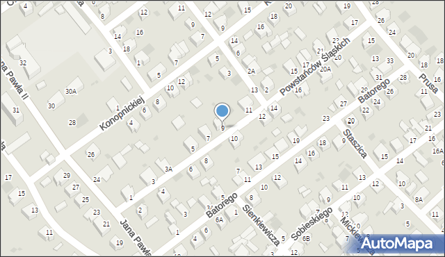 Myszków, Powstańców Śląskich, 9, mapa Myszków