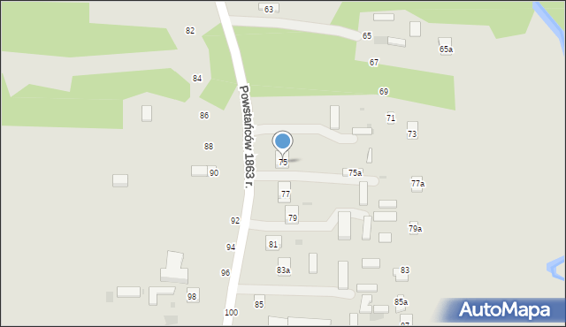 Nałęczów, Powstańców 1863 r., 75, mapa Nałęczów