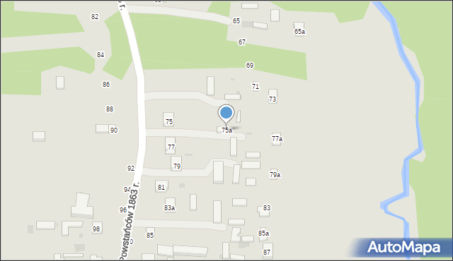 Nałęczów, Powstańców 1863 r., 75a, mapa Nałęczów