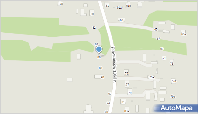 Nałęczów, Powstańców 1863 r., 86, mapa Nałęczów