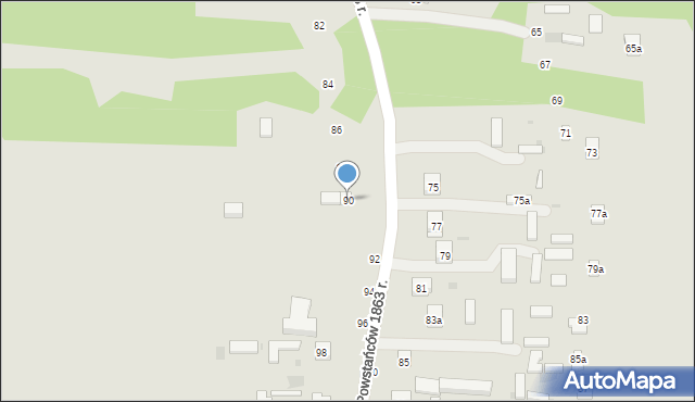 Nałęczów, Powstańców 1863 r., 90, mapa Nałęczów