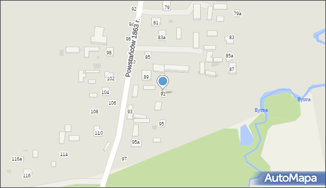 Nałęczów, Powstańców 1863 r., 91, mapa Nałęczów