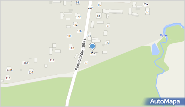 Nałęczów, Powstańców 1863 r., 95a, mapa Nałęczów