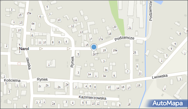 Narol, Podzamcze, 14, mapa Narol