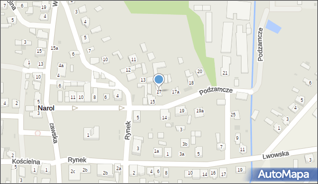Narol, Podzamcze, 17, mapa Narol