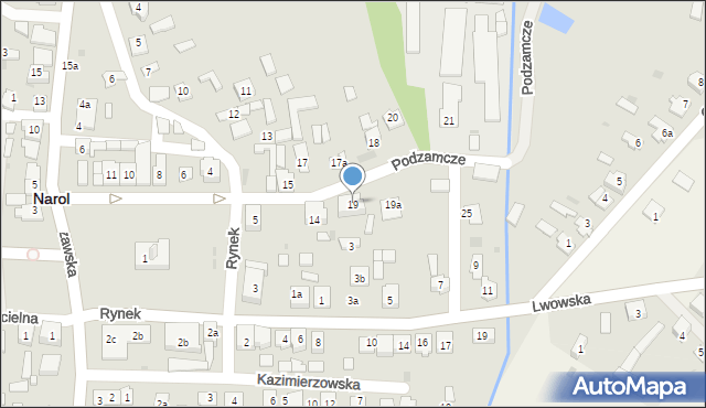 Narol, Podzamcze, 19, mapa Narol