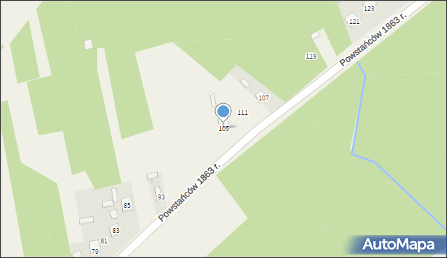 Niekłań Wielki, Powstańców 1863 r., 105, mapa Niekłań Wielki