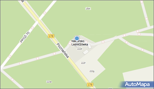 Niekursko, Poznańska, 43, mapa Niekursko