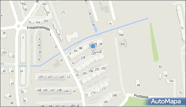 Niepołomice, Potasińskiego Włodzimierza, gen., 11D, mapa Niepołomice