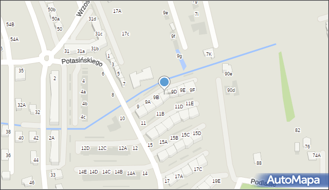 Niepołomice, Potasińskiego Włodzimierza, gen., 9C, mapa Niepołomice