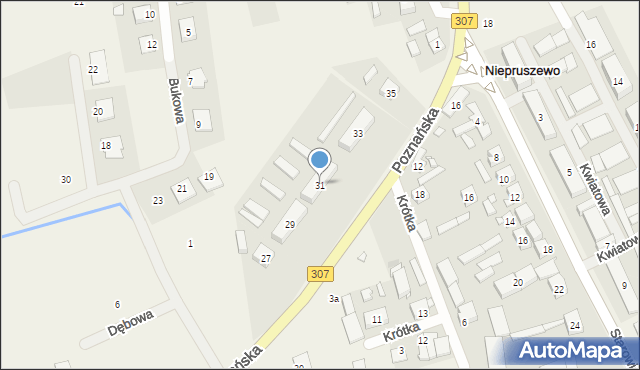 Niepruszewo, Poznańska, 31, mapa Niepruszewo