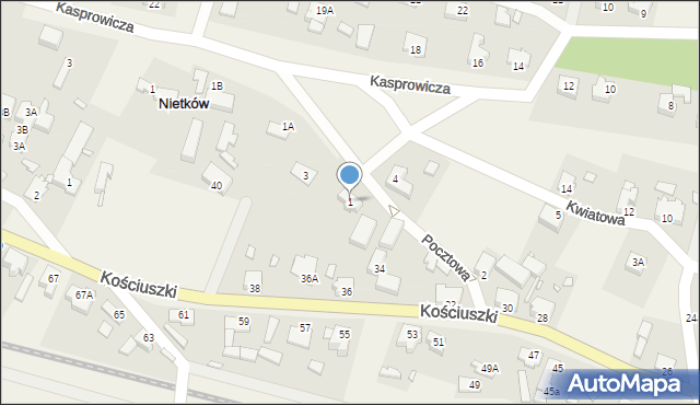 Nietków, Pocztowa, 1, mapa Nietków