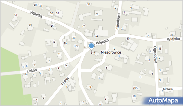 Niezdrowice, Polna, 1, mapa Niezdrowice