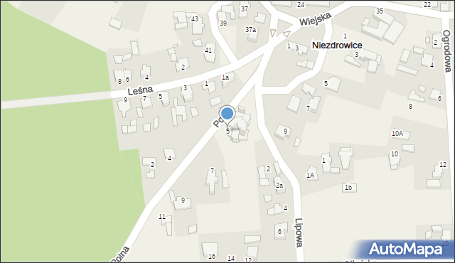 Niezdrowice, Polna, 5, mapa Niezdrowice
