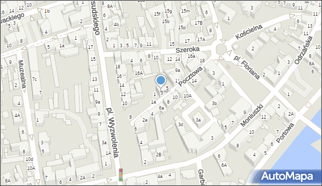 Nowa Sól, Pocztowa, 3, mapa Nowa Sól