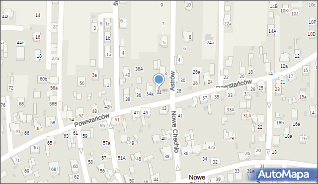 Nowe Chechło, Powstańców, 34, mapa Nowe Chechło