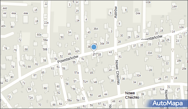 Nowe Chechło, Powstańców, 47, mapa Nowe Chechło