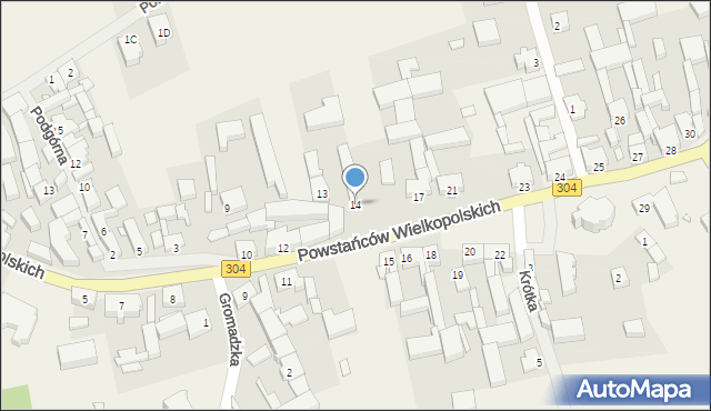 Nowe Kramsko, Powstańców Wielkopolskich, 14, mapa Nowe Kramsko