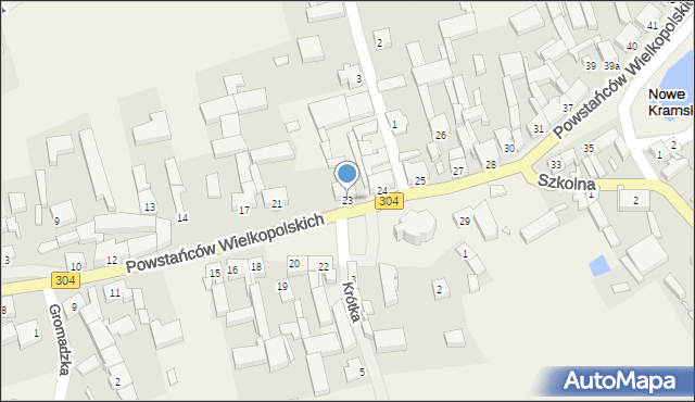 Nowe Kramsko, Powstańców Wielkopolskich, 23, mapa Nowe Kramsko