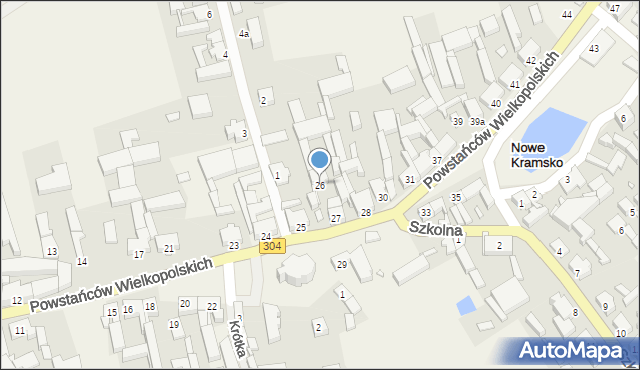 Nowe Kramsko, Powstańców Wielkopolskich, 26, mapa Nowe Kramsko