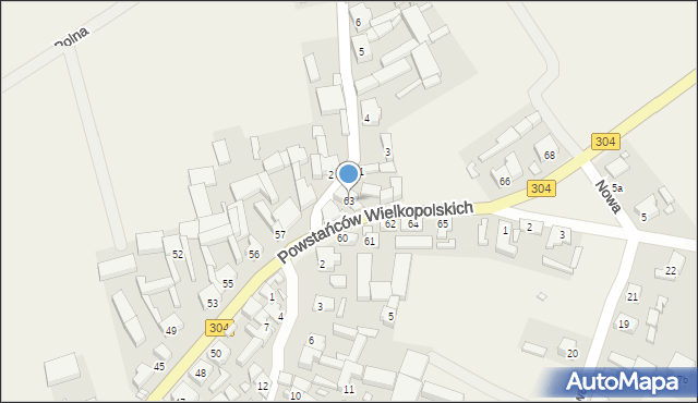 Nowe Kramsko, Powstańców Wielkopolskich, 63, mapa Nowe Kramsko