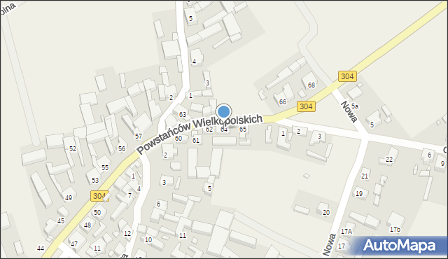 Nowe Kramsko, Powstańców Wielkopolskich, 64, mapa Nowe Kramsko