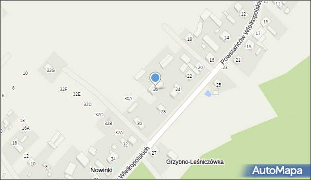 Nowinki, Powstańców Wielkopolskich, 26, mapa Nowinki