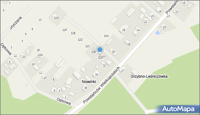 Nowinki, Powstańców Wielkopolskich, 32A, mapa Nowinki