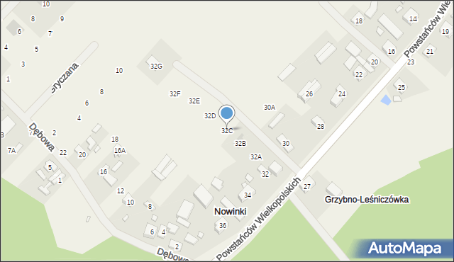 Nowinki, Powstańców Wielkopolskich, 32C, mapa Nowinki