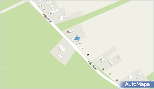 Nowiny, Podlesie, 14, mapa Nowiny