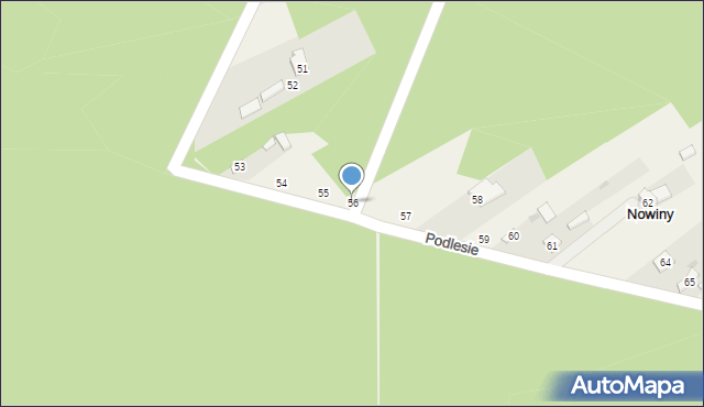 Nowiny, Podlesie, 56, mapa Nowiny