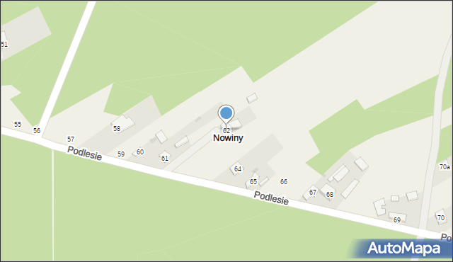 Nowiny, Podlesie, 62, mapa Nowiny