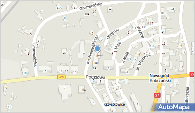 Nowogród Bobrzański, Pocztowa, 8C, mapa Nowogród Bobrzański