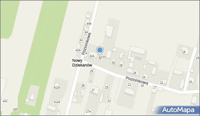 Nowy Dziekanów, Poziomkowa, 32, mapa Nowy Dziekanów