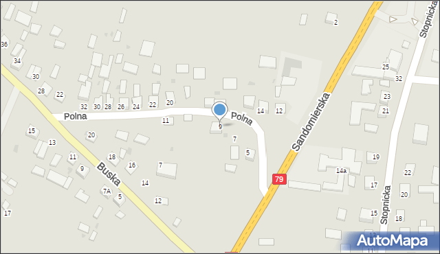 Nowy Korczyn, Polna, 9, mapa Nowy Korczyn