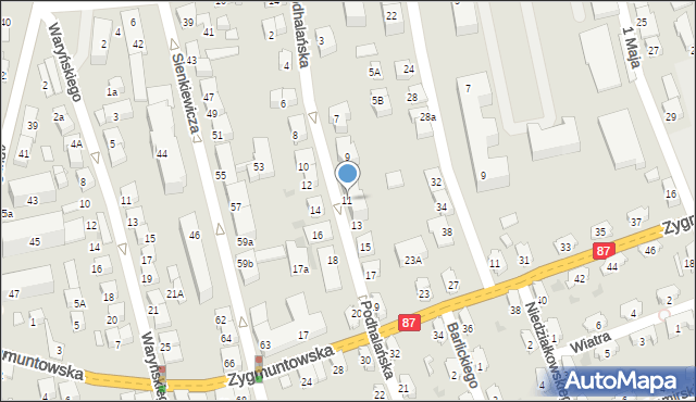 Nowy Sącz, Podhalańska, 11, mapa Nowego Sącza