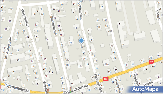 Nowy Sącz, Podhalańska, 12, mapa Nowego Sącza