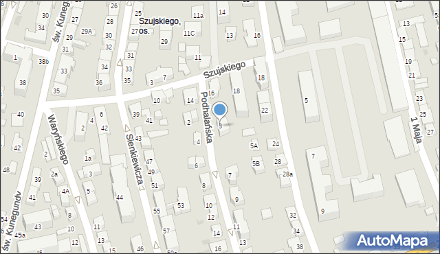 Nowy Sącz, Podhalańska, 3, mapa Nowego Sącza