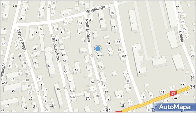 Nowy Sącz, Podhalańska, 7, mapa Nowego Sącza