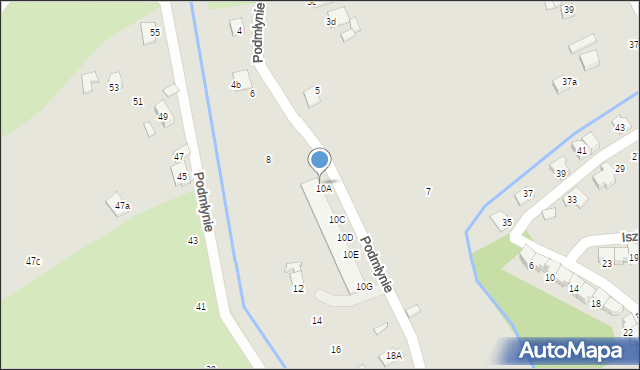 Nowy Sącz, Podmłynie, 10aa, mapa Nowego Sącza