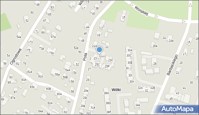 Nowy Sącz, Pola Wincentego, 23A, mapa Nowego Sącza