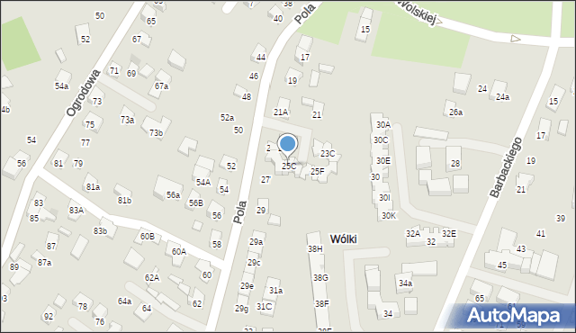 Nowy Sącz, Pola Wincentego, 25C, mapa Nowego Sącza