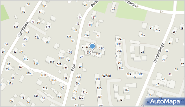 Nowy Sącz, Pola Wincentego, 25D, mapa Nowego Sącza