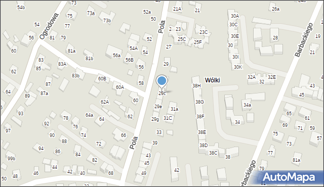 Nowy Sącz, Pola Wincentego, 29c, mapa Nowego Sącza