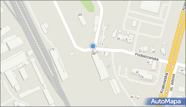 Nowy Targ, Podtatrzańska, 169, mapa Nowego Targu
