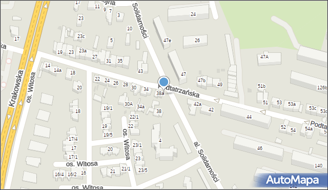 Nowy Targ, Podtatrzańska, 40, mapa Nowego Targu