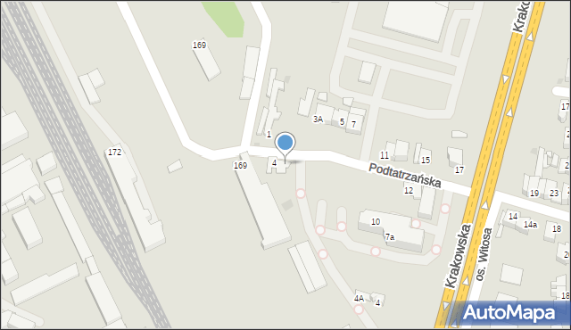 Nowy Targ, Podtatrzańska, 4a, mapa Nowego Targu