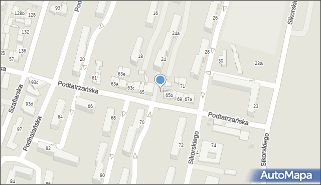 Nowy Targ, Podtatrzańska, 65c, mapa Nowego Targu