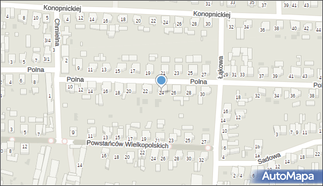 Nowy Tomyśl, Polna, 24, mapa Nowy Tomyśl